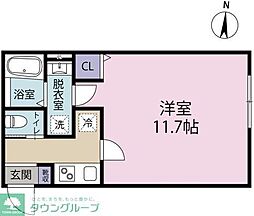 茅ヶ崎市元町アパート 1Kの間取図画像