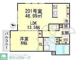 ヴィラージュ戸塚II 1LDKの間取図画像