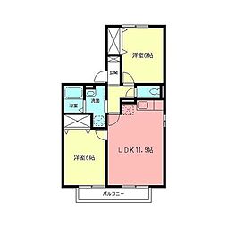 サンローズ鵠沼A 2LDKの間取図画像