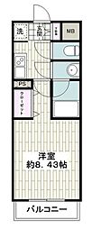 茅ヶ崎フェリックスコート長尾 1Kの間取図画像