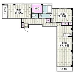 エルカーサ逗子 2LDKの間取図画像