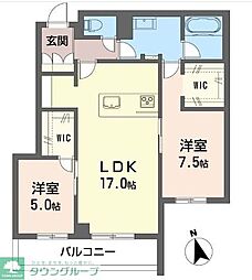 ブラウニー 2LDKの間取図画像