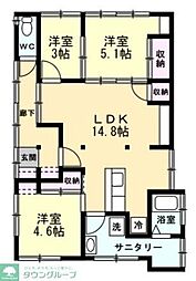フラット追浜 3LDKの間取図画像