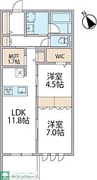 パークアヴェニュー湘南辻堂 北棟 2LDKの間取図画像