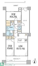 リストレジデンス辻堂タワー 2LDKの間取図画像