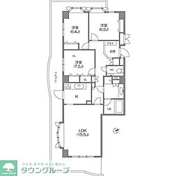 磯子台スカイマンション 3LDKの間取図画像