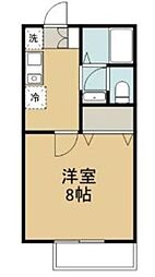 レインボーコート 1Kの間取図画像