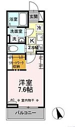ウェルデンス戸塚B 1Kの間取図画像