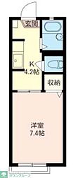 クロワール湘南 1Kの間取図画像