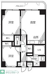 エステハイム横浜 2DKの間取図画像