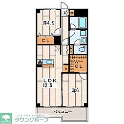 パラシオン栄昇 2LDKの間取図画像