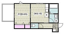 由比ガ浜ハイム 1DKの間取図画像