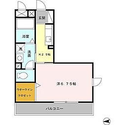 タウンコート大岡 1Kの間取図画像