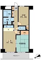 ガーデンシティ金沢文庫 2DKの間取図画像