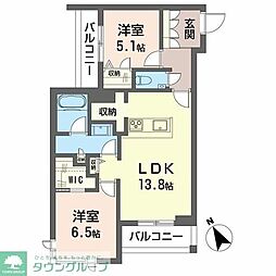 ウィステリアガーデン 2LDKの間取図画像