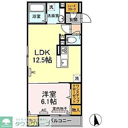 アムール 1LDKの間取図画像
