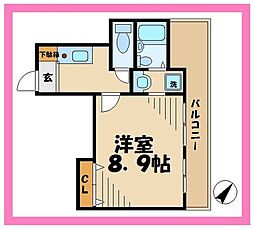 カーサコンフォート2 1Kの間取図画像