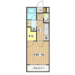 メゾンドアンジュ 1Kの間取図画像