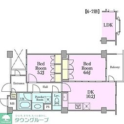 カスタネア栗平3番館 2LDKの間取図画像