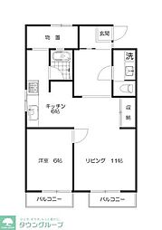 サンハイツ 1LDKの間取図画像