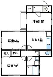 サンサンハウス 3DKの間取図画像