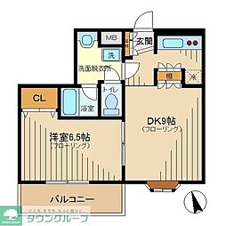 アビタシオン百合ケ丘 1DKの間取図画像