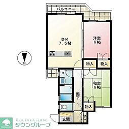 M.Sビューラー 2DKの間取図画像