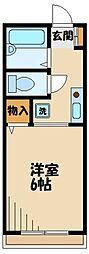 玉川学園アパート 1Kの間取図画像