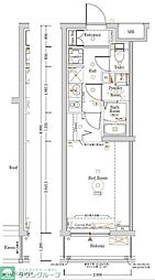 Log登戸Station side 1Kの間取図画像