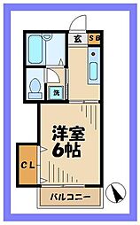 メゾンポワール 1Kの間取図画像
