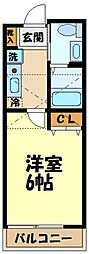 ピースコート登戸 1Kの間取図画像