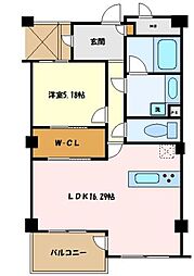 カスタネア栗平3番館 1LDKの間取図画像