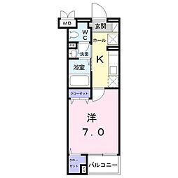 ヒッツヴィル 1Kの間取図画像