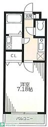 シャトープレジール 1Kの間取図画像
