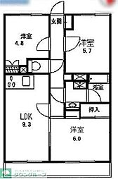 フローラ藤屋 3DKの間取図画像
