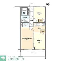 メゾンルミエールたまプラーザ 2LDKの間取図画像