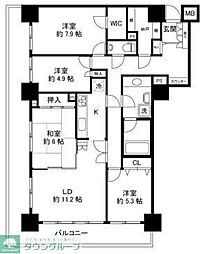 ライオンズガーデン花崎F棟 4LDKの間取図画像