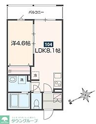 東武伊勢崎線 花崎駅 徒歩2分の賃貸アパート 1階1LDKの間取り