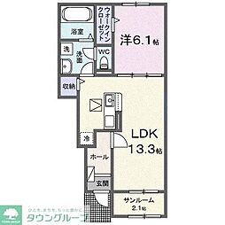 パークレジデンス　ミッド 1階1LDKの間取り