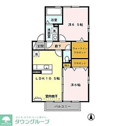 ラビウスコート　Ａ/Ｂ 2階2LDKの間取り