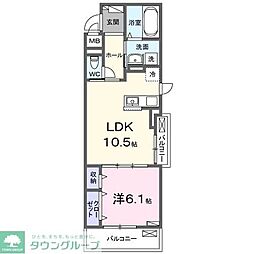 クラール 2階1LDKの間取り