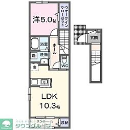 ヒカルサ熊谷石原ノース 2階1LDKの間取り