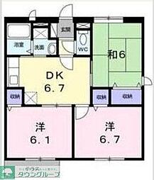 フォレストパークII 2階3DKの間取り