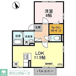 グランメール桜町　Ｃ 2階1LDKの間取り