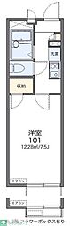 レオパレスビジュ 1階1Kの間取り