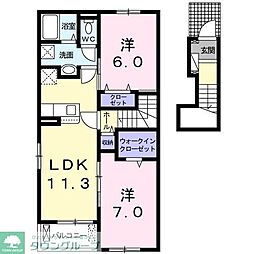 エスポワール　II 2階2LDKの間取り