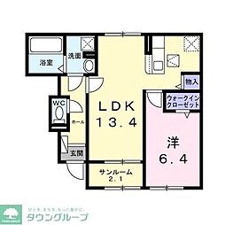 クリアースカイ 1LDKの間取図画像