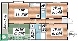 サザンコート 3LDKの間取図画像
