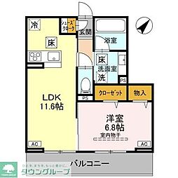 熊谷市万平町1丁目アパート 1LDKの間取図画像