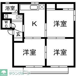 ミノルマンションB棟 3DKの間取図画像